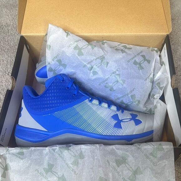 Under Armour Team Yard Mid TPU Blue Gray Baseball Cleats Size 12 3021513-401 NEW main image 12